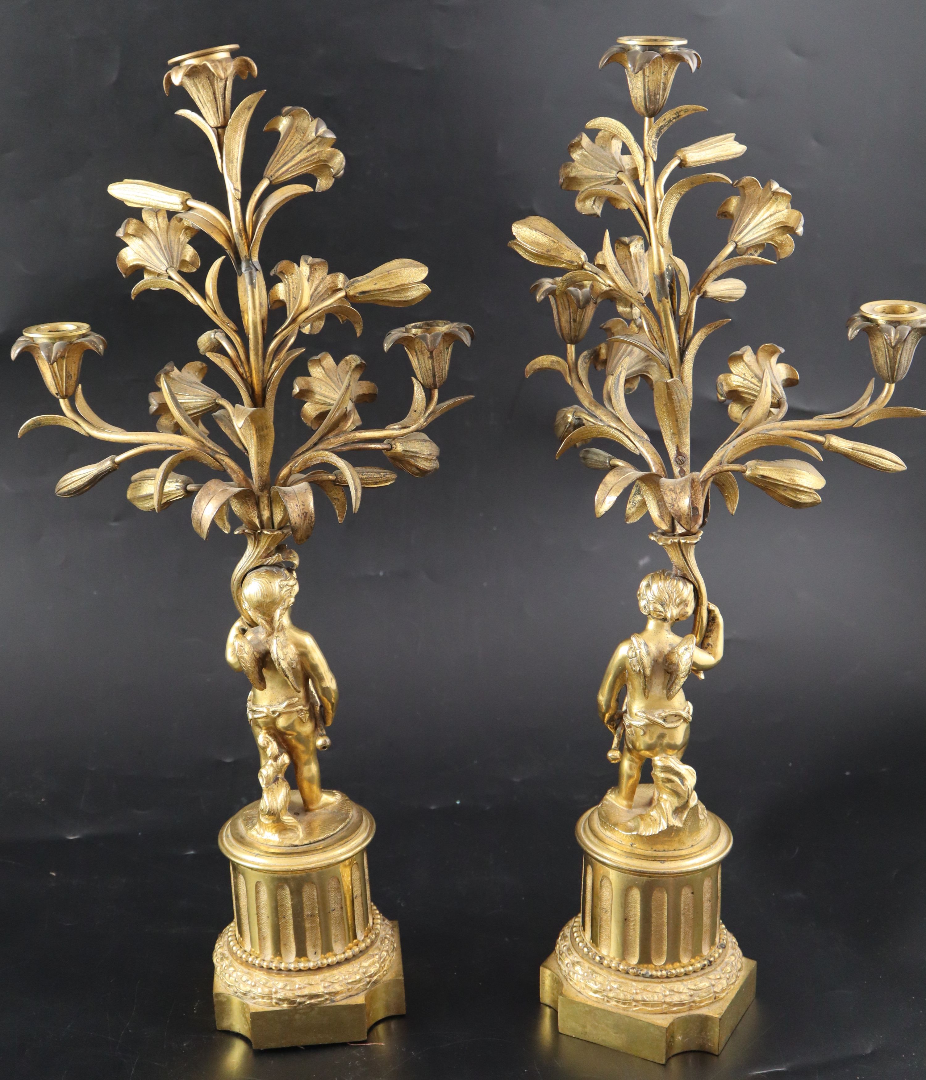 A pair of 19th century French ormolu candelabra, height 47cm